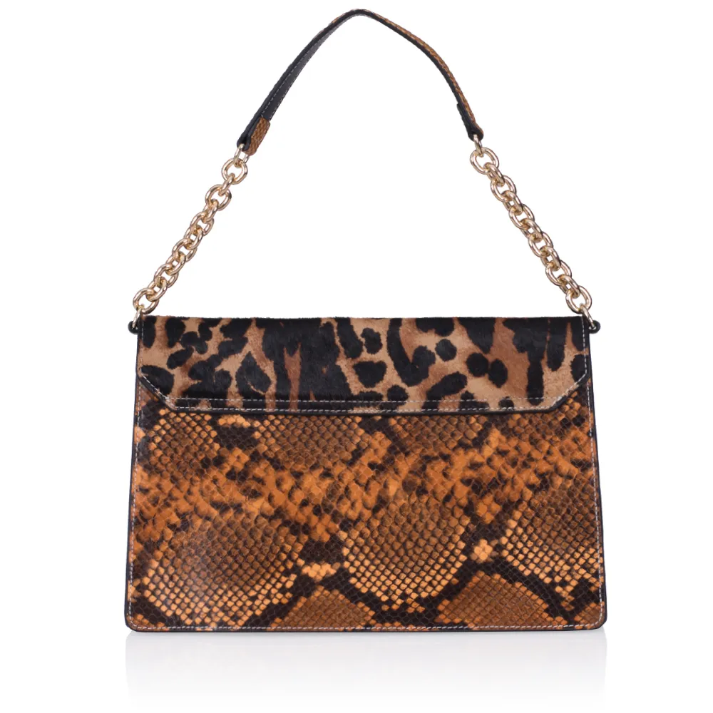GEANTA ZEVO DAMA UNICAT GALBENA PIELE NATURALA PREMIUM PRINT PITON